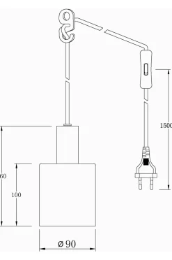 Aneta Lighting Pendel CYLINDER Sort/røggrå Sale