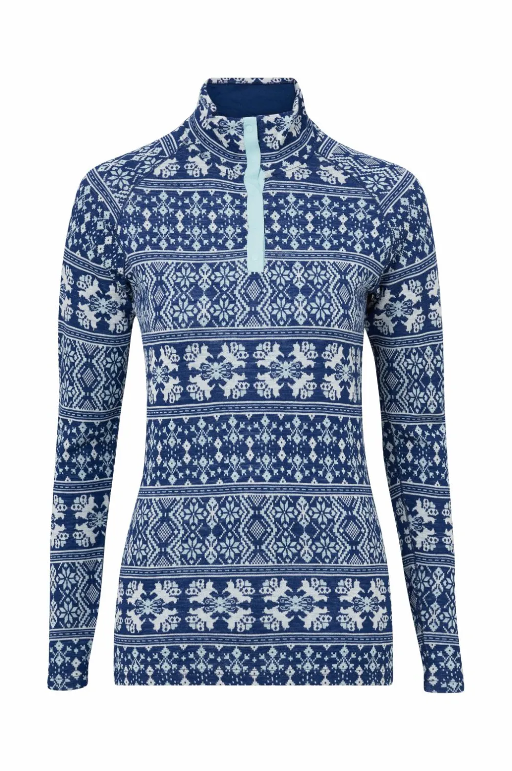 Bagheera Skiundertøj|Skiundertøj>Underställströja Merino Dalecarlian Top Polo W Navy/Turquoise