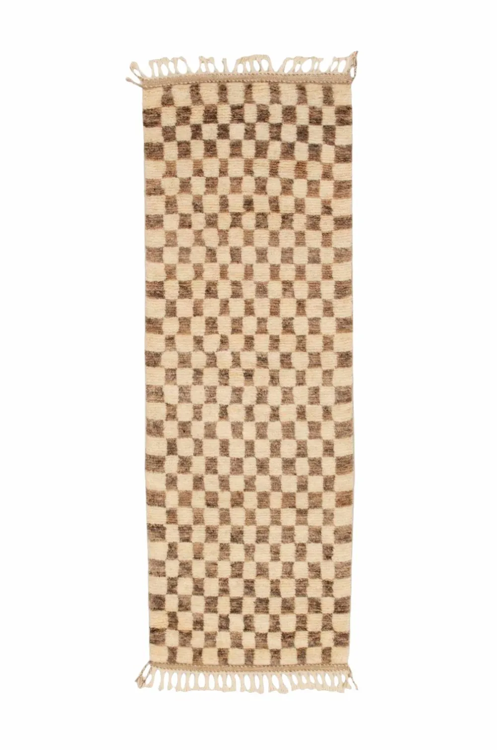 Bargi Uldtæpper>Uldtæppe Berber Chess 88x255 cm Brun