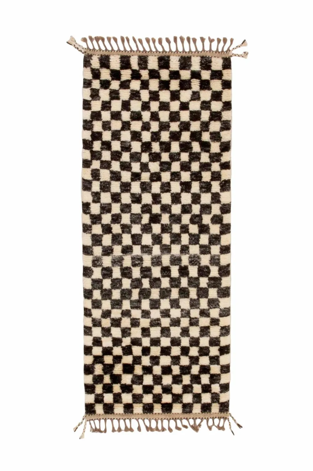 Bargi Uldtæpper>Uldtæppe Berber Chess 84x209 cm Brun