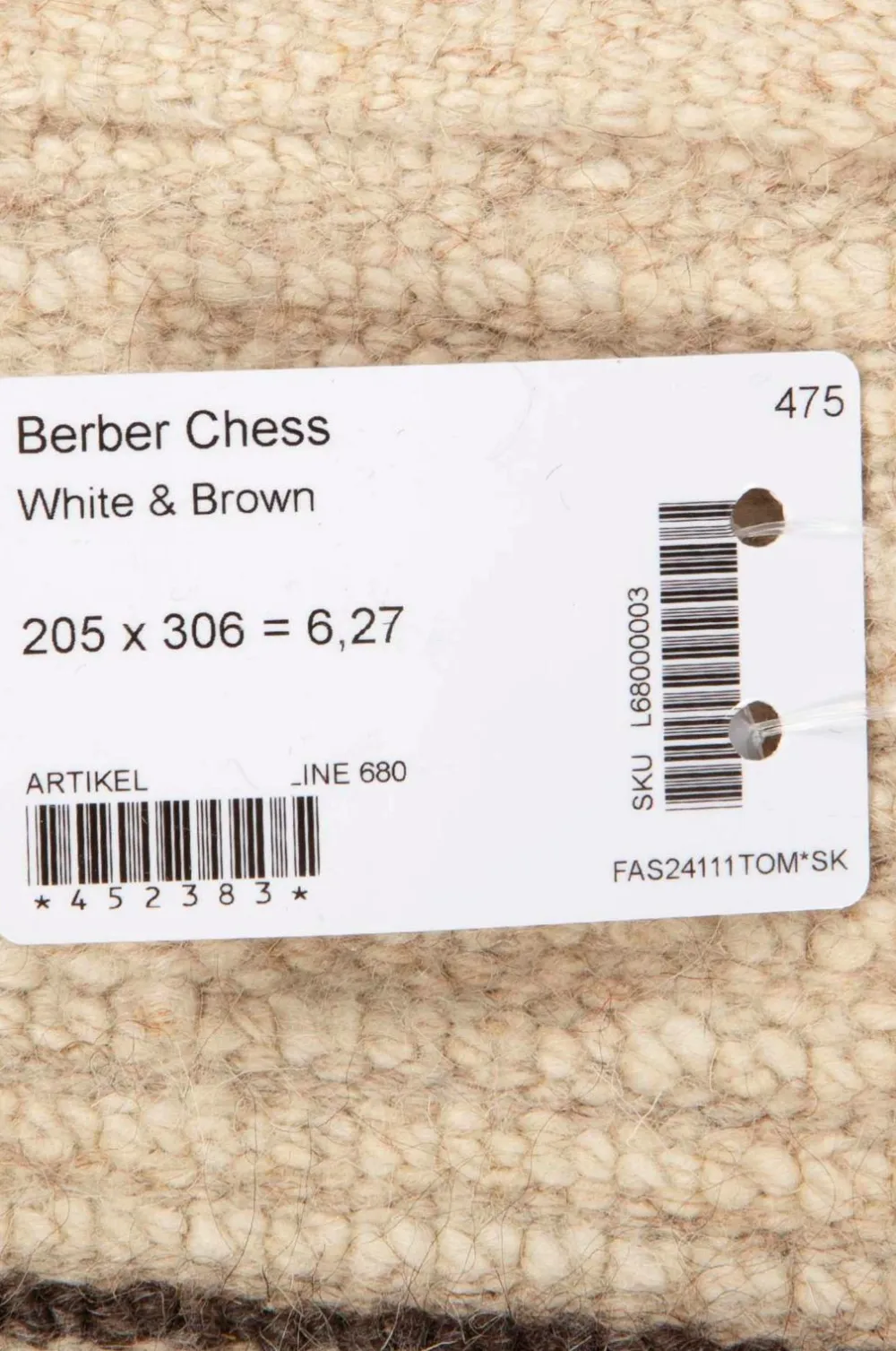 Bargi Uldtæpper>Uldtæppe Berber Chess 205x306 cm Brun