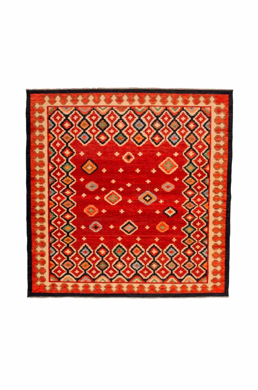 Bargi Woolcarpet Kilim Multi 256x256 cm Rød