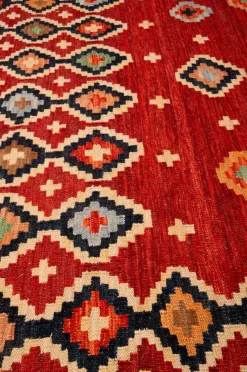 Bargi Woolcarpet Kilim Multi 256x256 cm Rød