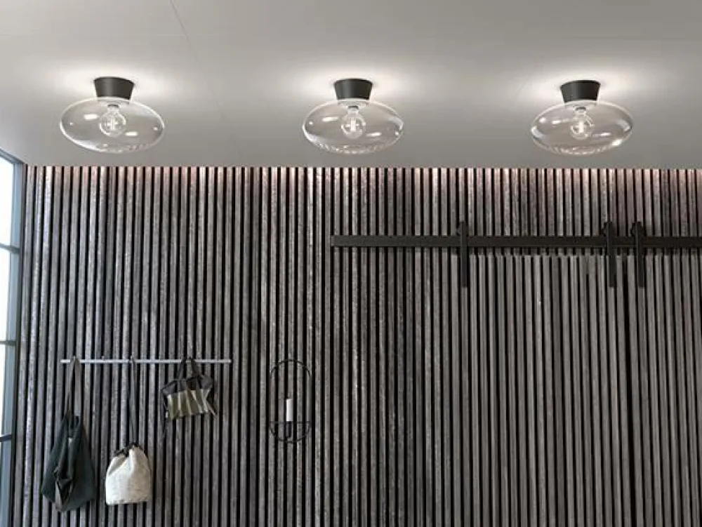 Belid Badeværelsesbelysning>Plafond Bullo diameter 27 Matsort/Klar glas
