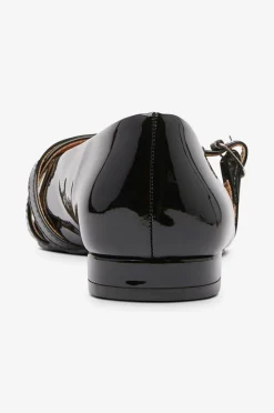 Bianco Ballerinasko Biabari Pointy Flat Buckle Faux Leather Black patent Online