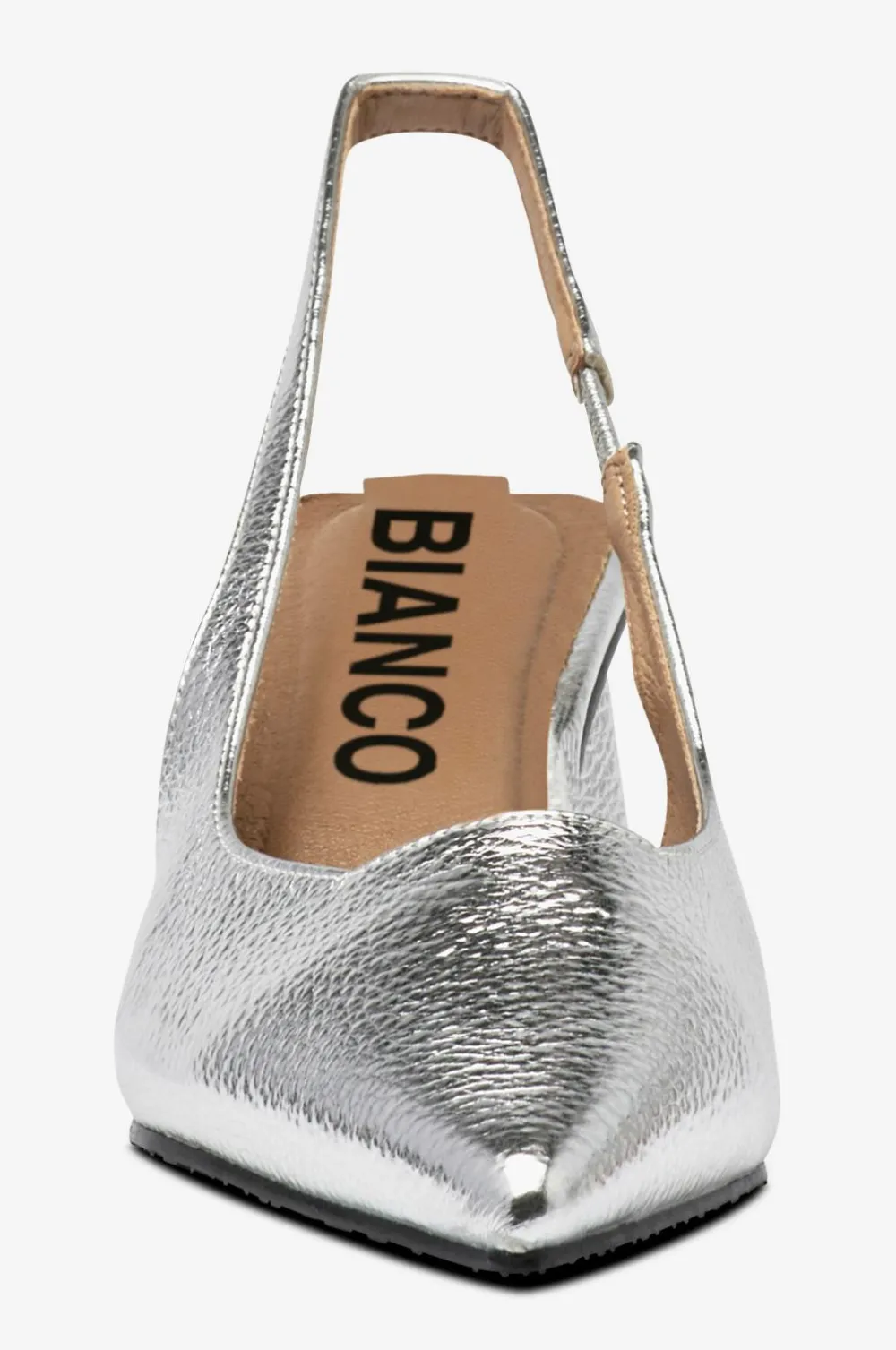 Bianco Højhælet sko biaMaralyn Slingback Metallic Sølvfarvet Clearance