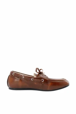Bianco Loafers Biamarlene Boat Shoe Leather Brown Distressed Best