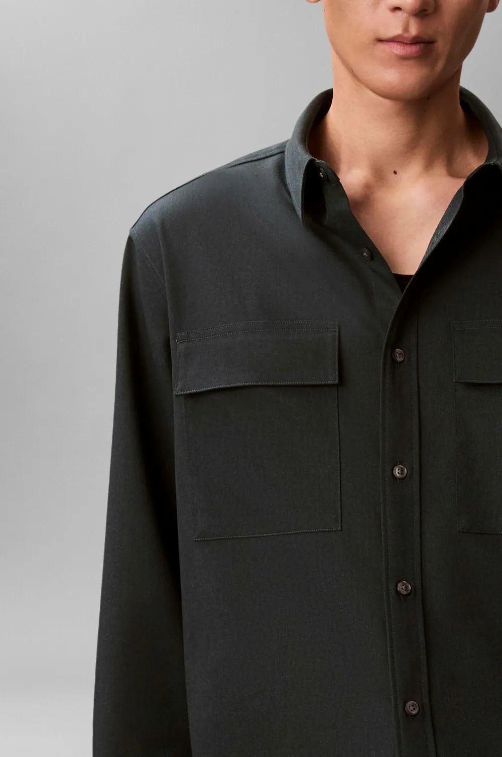 Calvin Klein Skjorter>Skjorte LS Melange PV Easy Shirt Fatigue