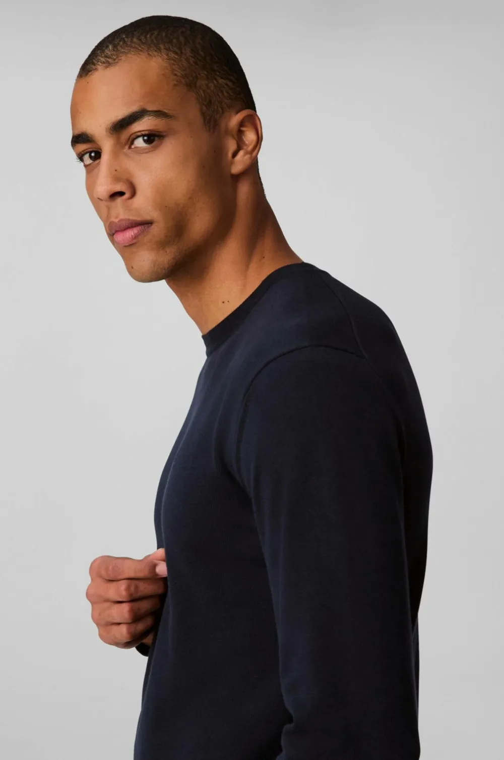 Calvin Klein Trøje LS Supima Cotton Crew 14gg Dark sapphire New