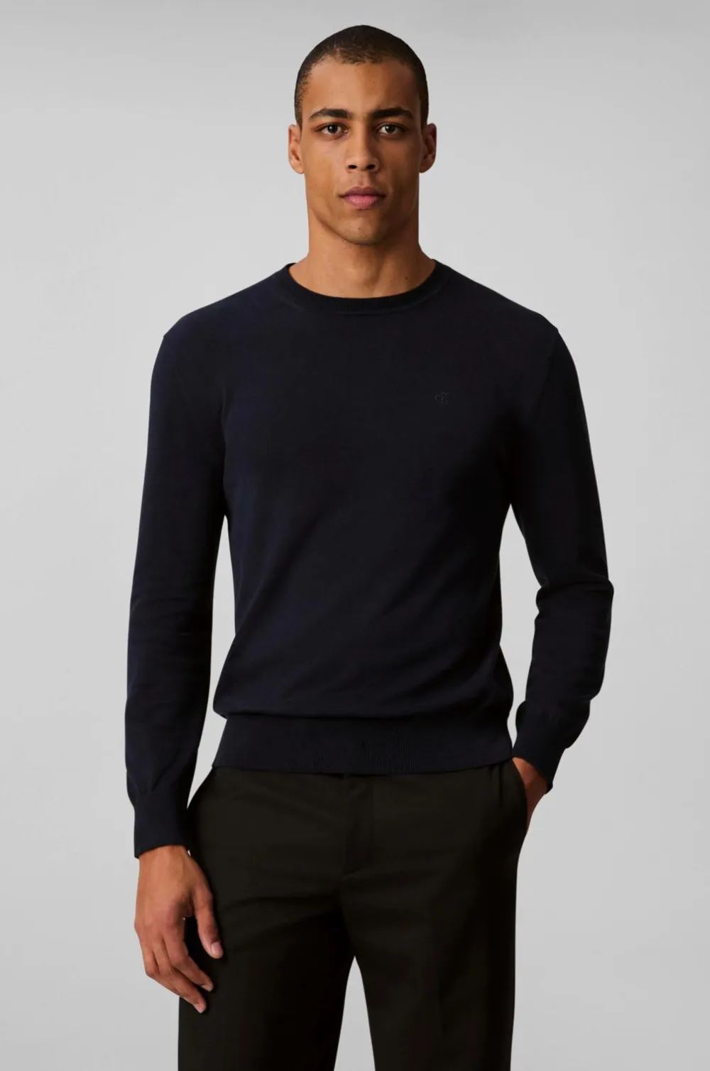 Calvin Klein Trøje LS Supima Cotton Crew 14gg Dark sapphire New