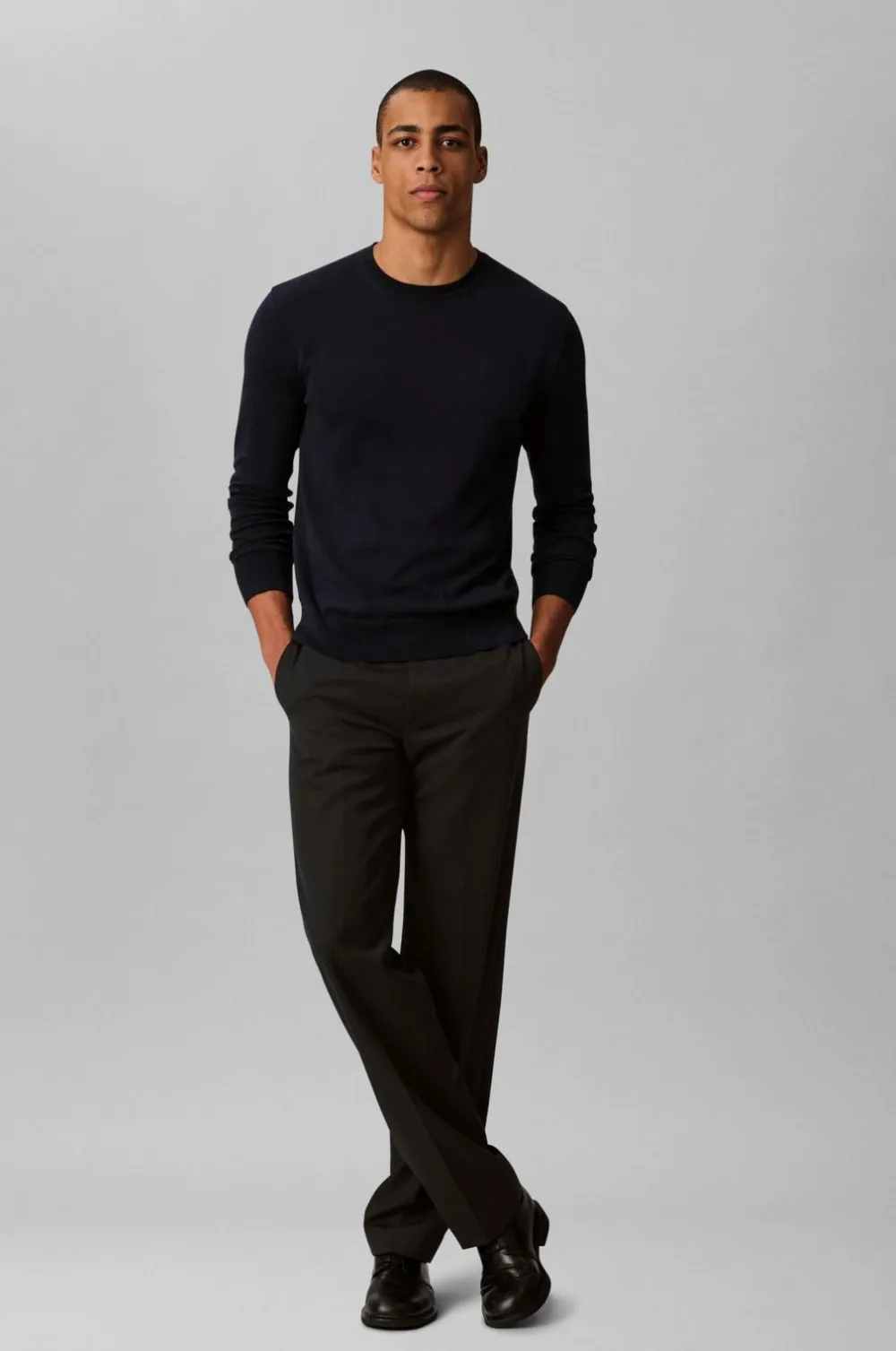 Calvin Klein Trøje LS Supima Cotton Crew 14gg Dark sapphire New