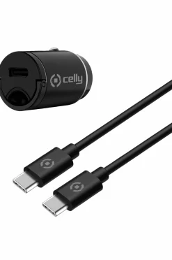Celly Mobiltelefoner, Tablets & Tilbehør>Biloplader Mini USB-C PD 20W + USB-C til USB-C-kabel No color