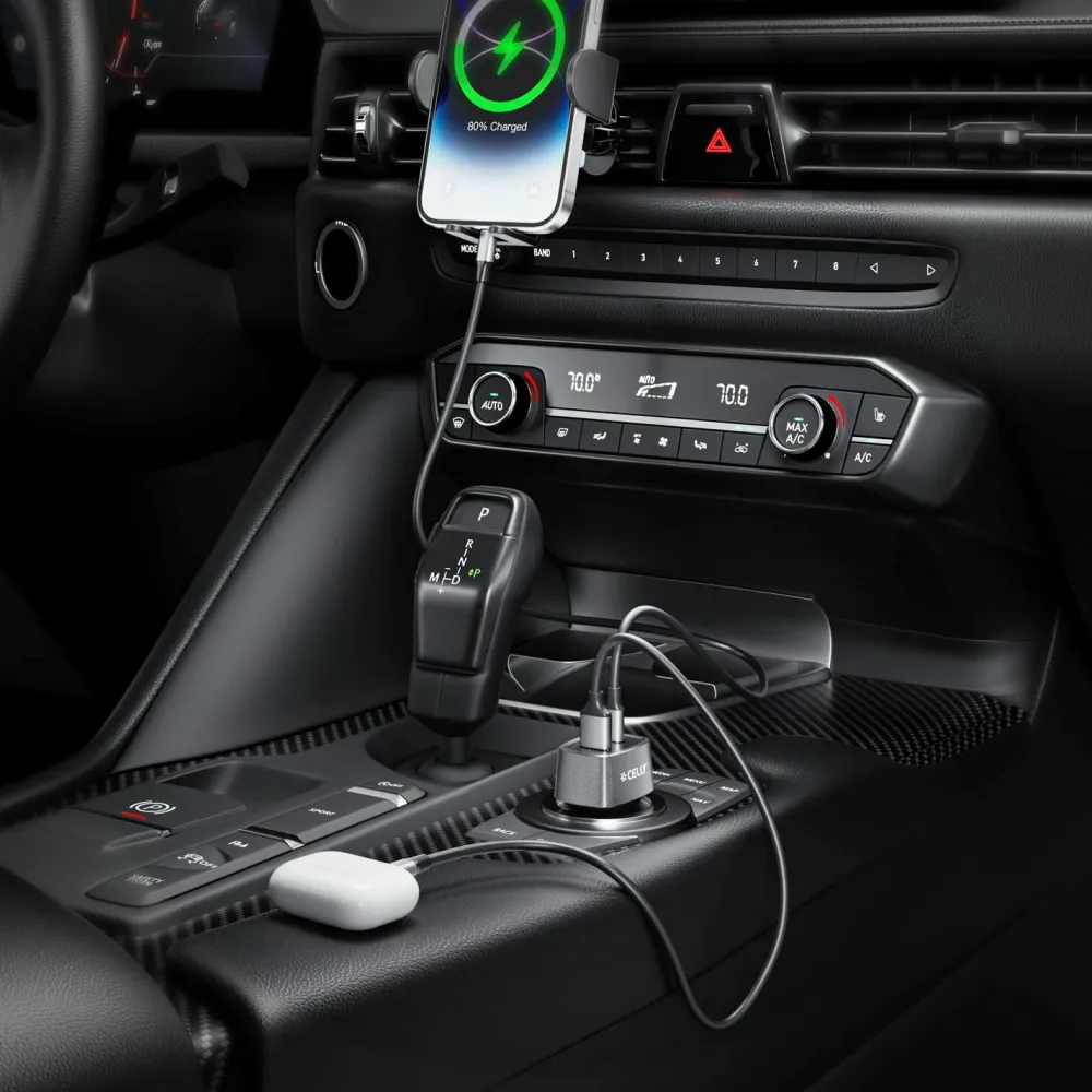 Celly Mobiltelefoner, Tablets & Tilbehør>Biloplader 1xusb-c PD 1xusb-a 65w No color
