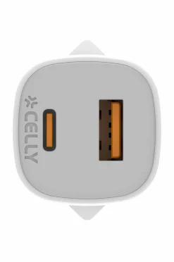 Celly Usb-oplader Gan 1 x Usb-a + 1 x Usb-c PD 25w No color Outlet