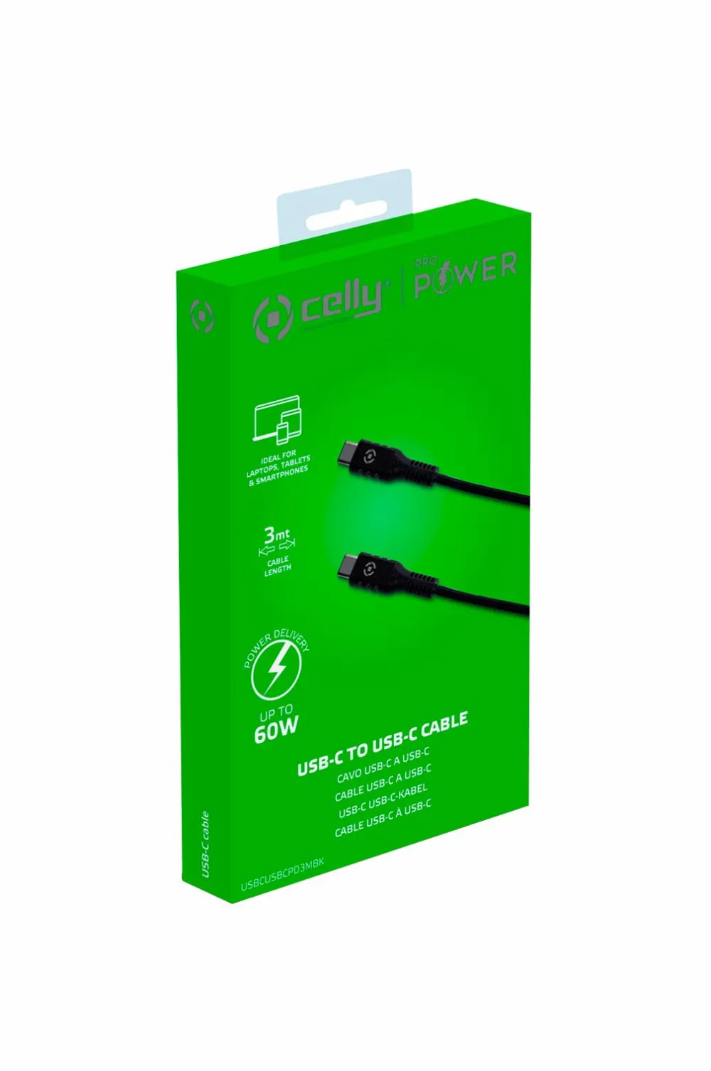 Celly Computertilbehør>USB-PD USB-C - USB-C Cable 60W 3 m