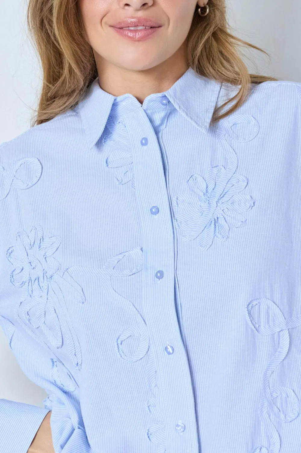 co’couture Skjorter & Bluser>Skjorte XavierCC Stripe Flower 23 - pale blue