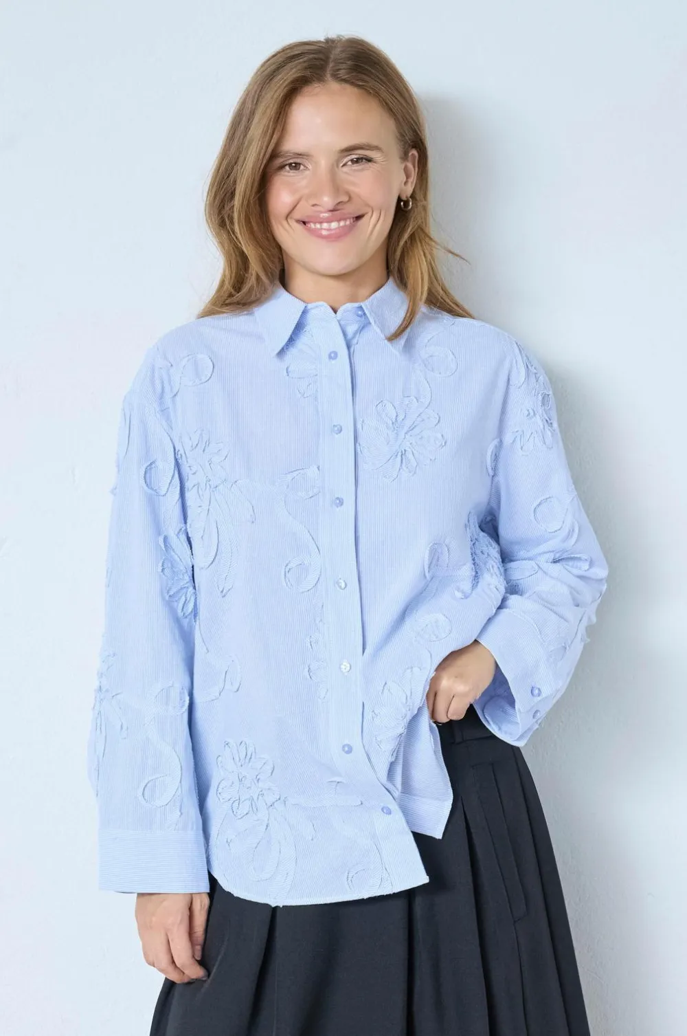 co’couture Skjorter & Bluser>Skjorte XavierCC Stripe Flower 23 - pale blue
