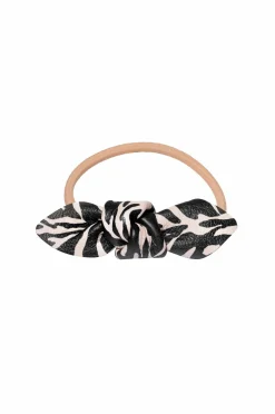Corinne Håraccessories>Leather Bow Small Hair Tie Zebra