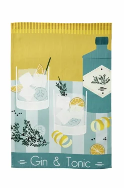 Coucke Køkkentekstiler>Køkkenhåndklæde Gin & Tonic 50x75 cm Turqouie