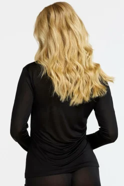 Damella Top Long Sleeve i silke Black Outlet