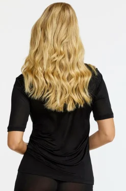 Damella Top Short Sleeve i silke Black Best