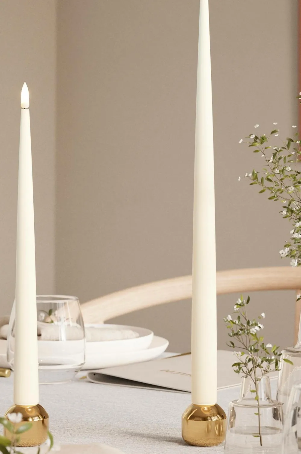 DeluxeHomeart Lys & Duft>LED Keglelys skinnende 2,2x28 cm 2 stk. Fløde