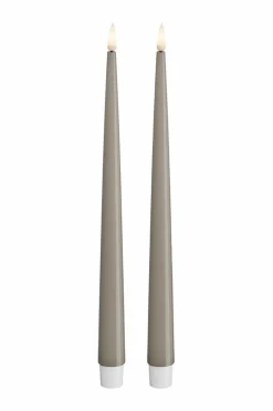 DeluxeHomeart Lys & Duft>LED Keglelys skinnende 2,2x28 cm 2 stk. Sand