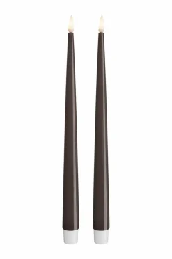 DeluxeHomeart LED Keglelys skinnende 2,2x28 cm 2 stk. Mocca Clearance
