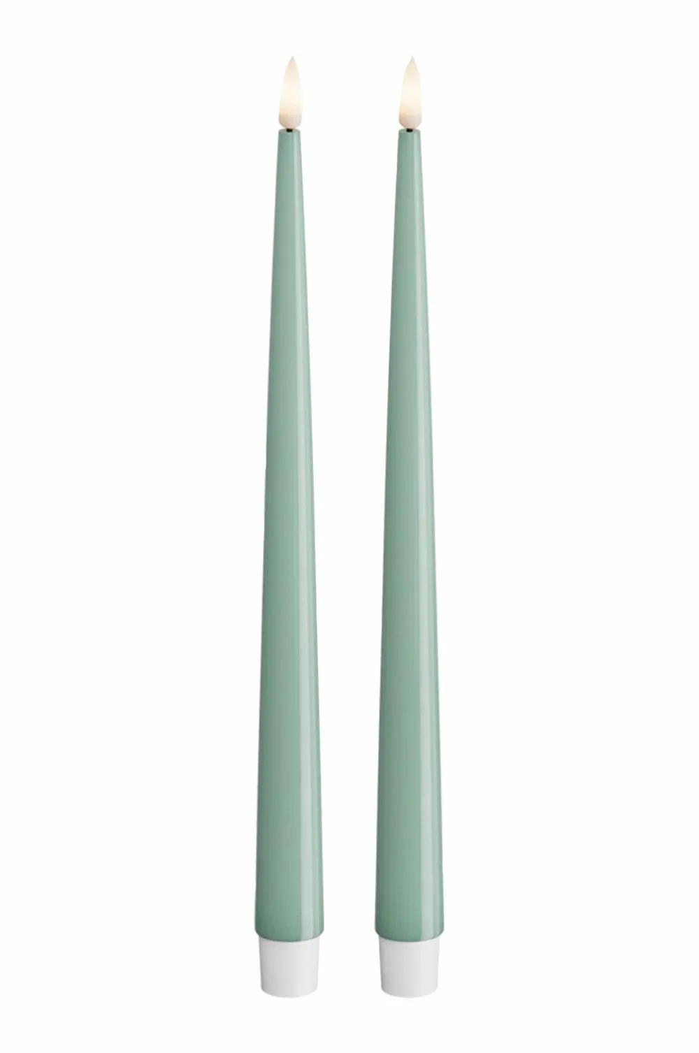 DeluxeHomeart Lys & Duft>LED Keglelys skinnende 2,2x28 cm 2 stk. Salviegrøn