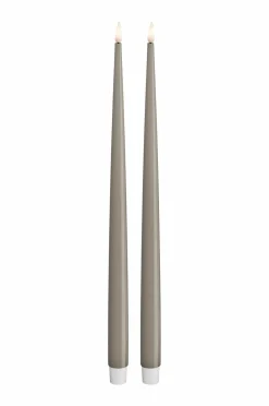 DeluxeHomeart Lys & Duft>LED Taper Candle Shiny 2,2x38 cm 2 stk. Sand