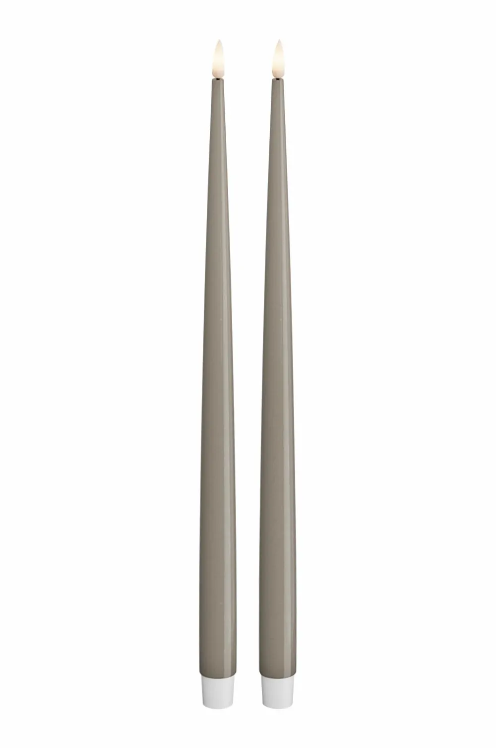 DeluxeHomeart Lys & Duft>LED Taper Candle Shiny 2,2x38 cm 2 stk. Sand