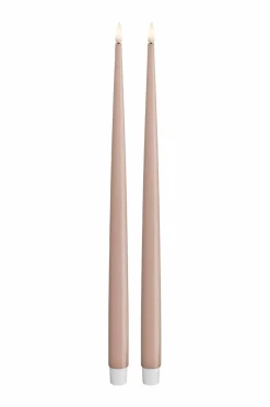 DeluxeHomeart Lys & Duft>LED Taper Candle Shiny 2,2x38 cm 2 stk. Lyserød