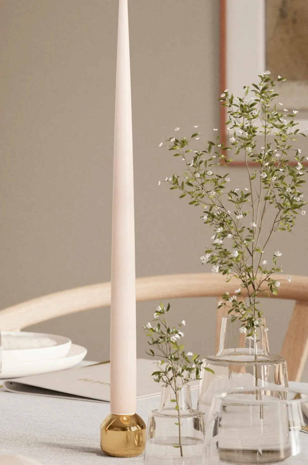 DeluxeHomeart Lys & Duft>LED Taper Candle Shiny 2,2x38 cm 2 stk. Lyserød
