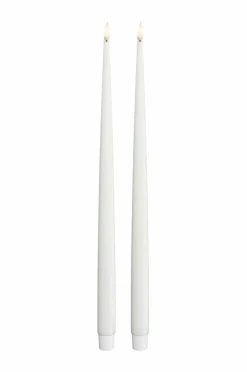 DeluxeHomeart Lys & Duft>LED Taper Candle Shiny 2,2x38 cm 2 stk. Vit