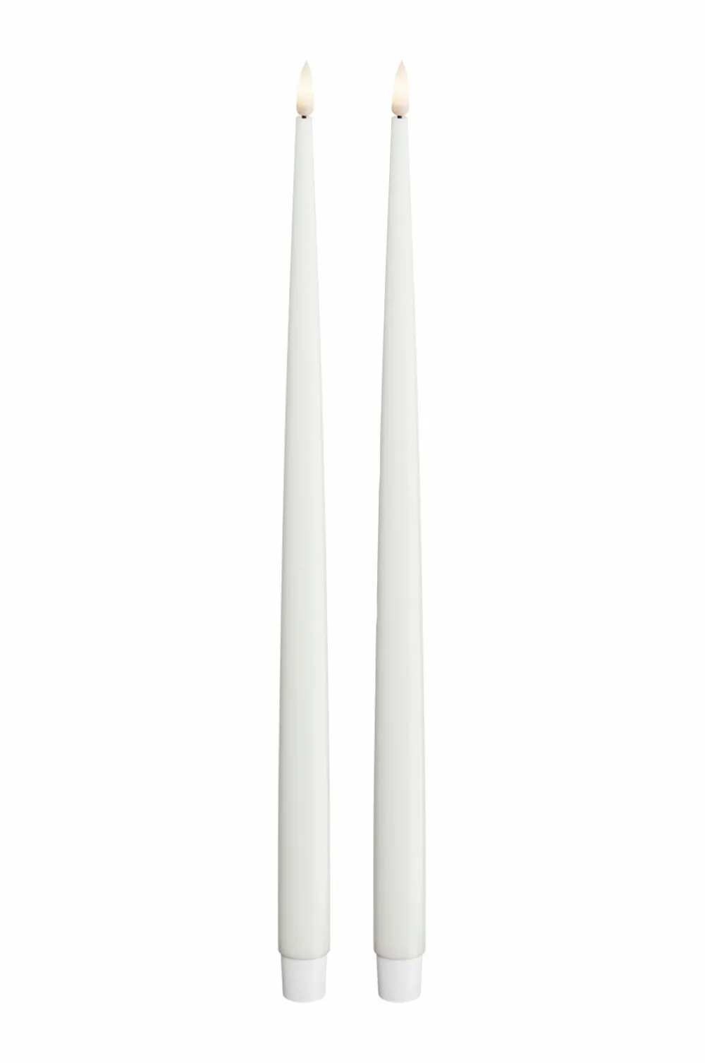 DeluxeHomeart Lys & Duft>LED Taper Candle Shiny 2,2x38 cm 2 stk. Vit