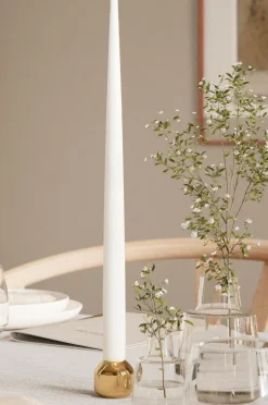 DeluxeHomeart Lys & Duft>LED Taper Candle Shiny 2,2x38 cm 2 stk. Vit
