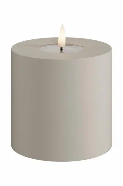 DeluxeHomeart Lys & Duft>LED udendørs bloklys 10x10 cm Sand