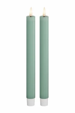 DeluxeHomeart LED-kronelys 2,2x24 cm 2 stk. Salviegrøn Discount