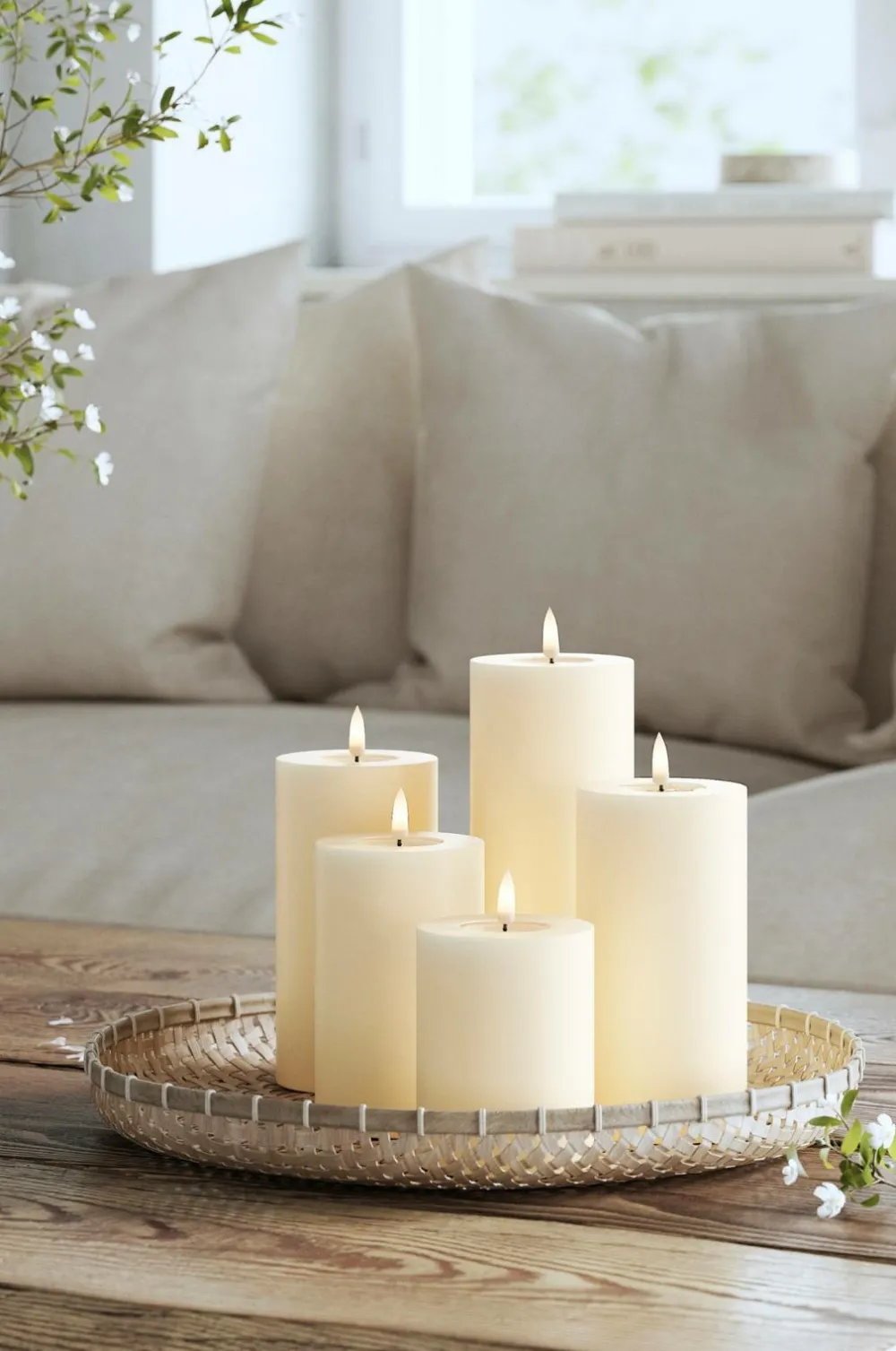 DeluxeHomeart LED-søjlelys 5x20 cm Creme