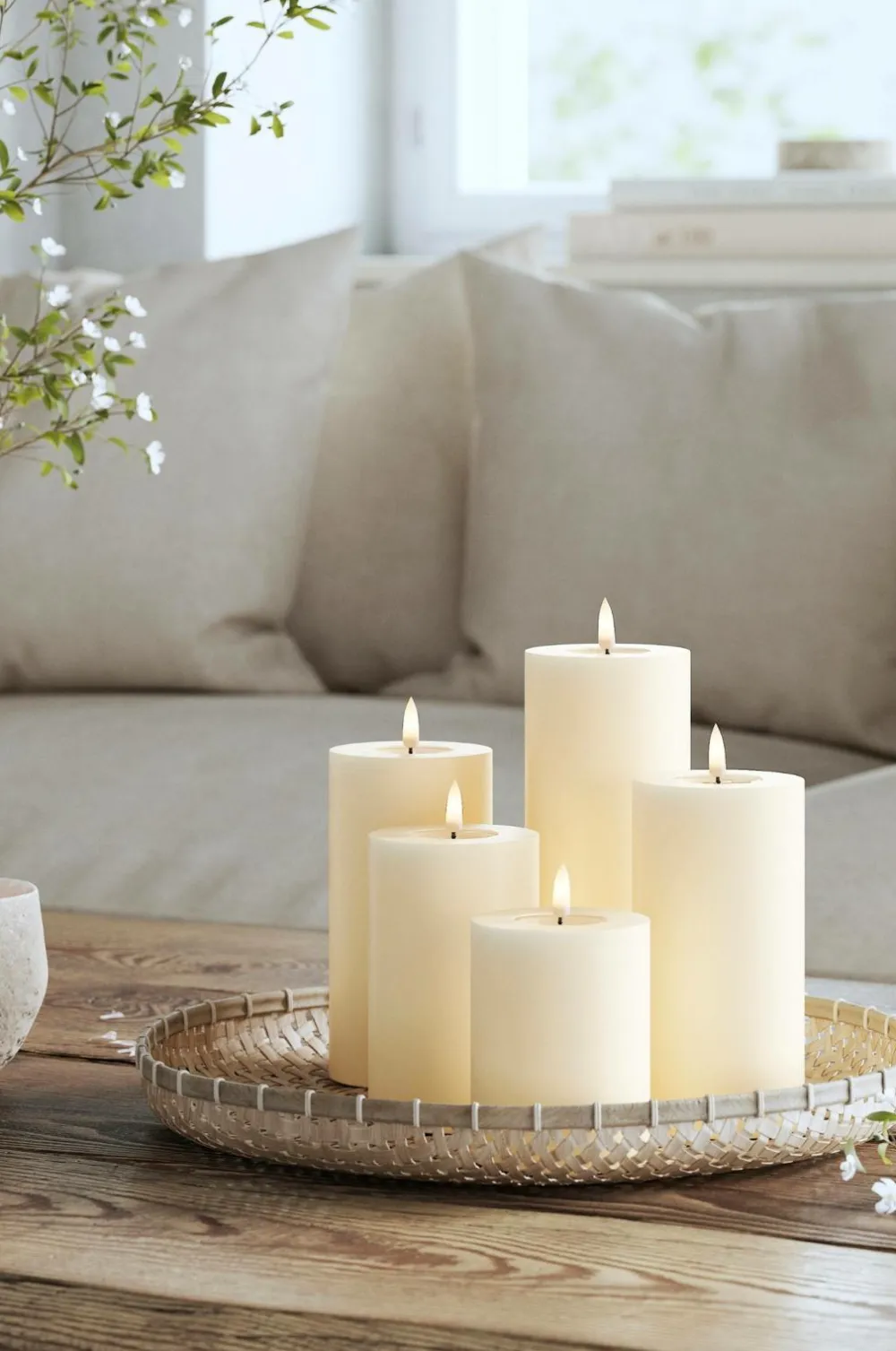 DeluxeHomeart LED-søjlelys 5x12,5 cm Creme Sale