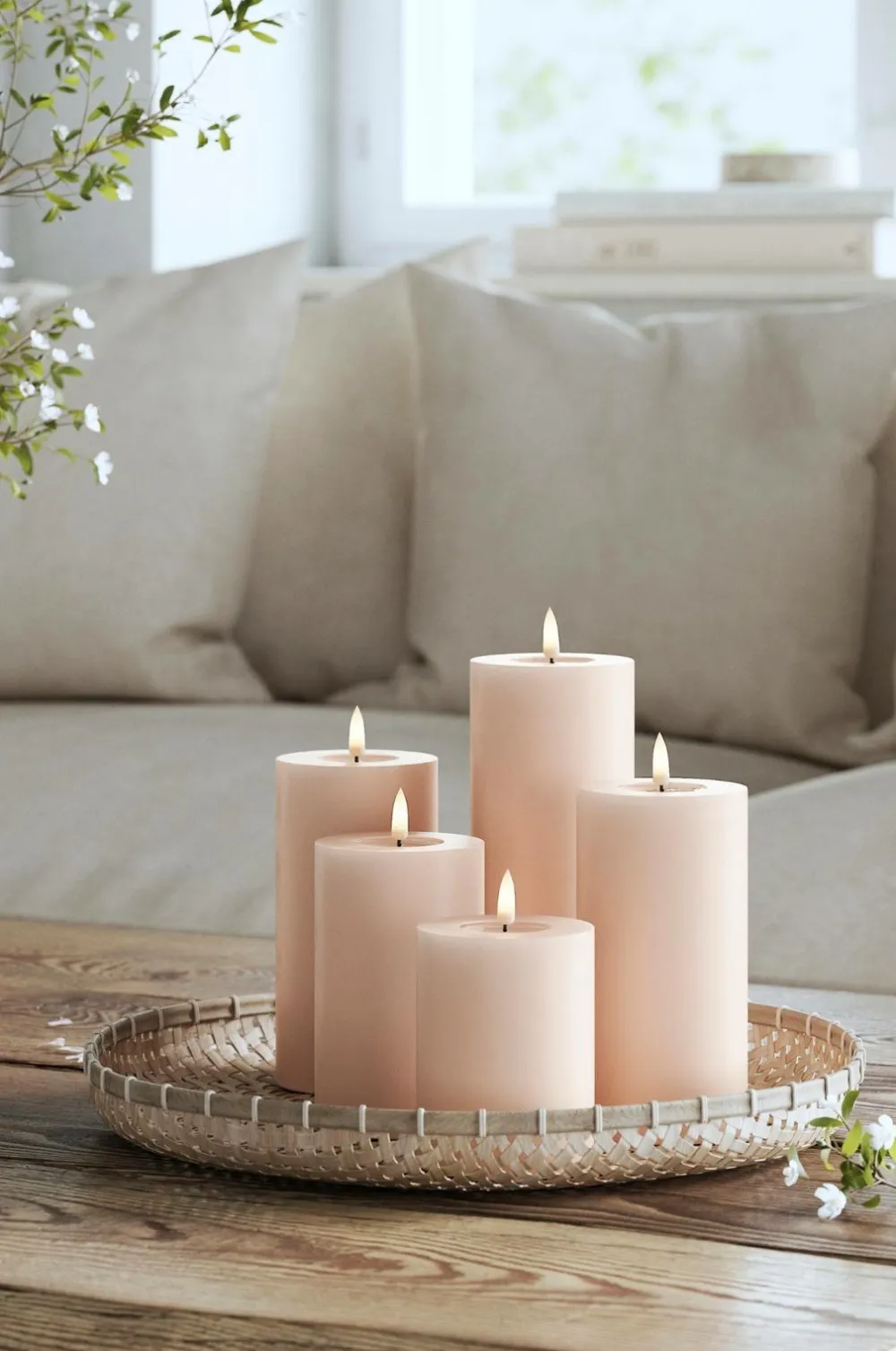 DeluxeHomeart Lys & Duft>LED-søjlelys 7,5x20 cm Light pink