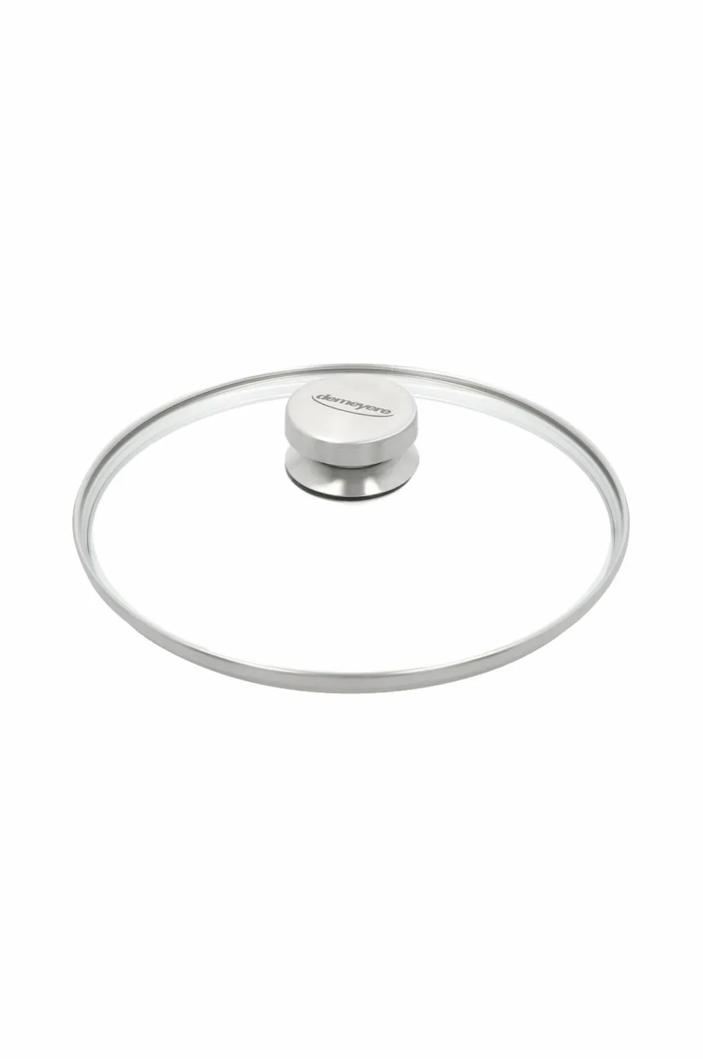 Demeyere Pander & Gryder>Låg 24 cm, glas med stålknop Transparent-sølvfarvet