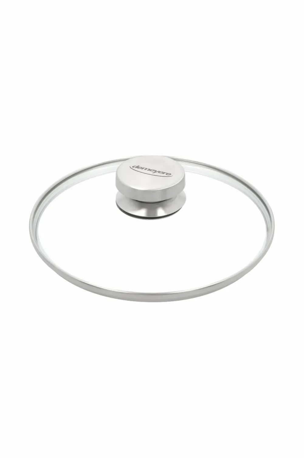 Demeyere Pander & Gryder>Låg 20 cm, glas med stålknop Transparent-sølvfarvet