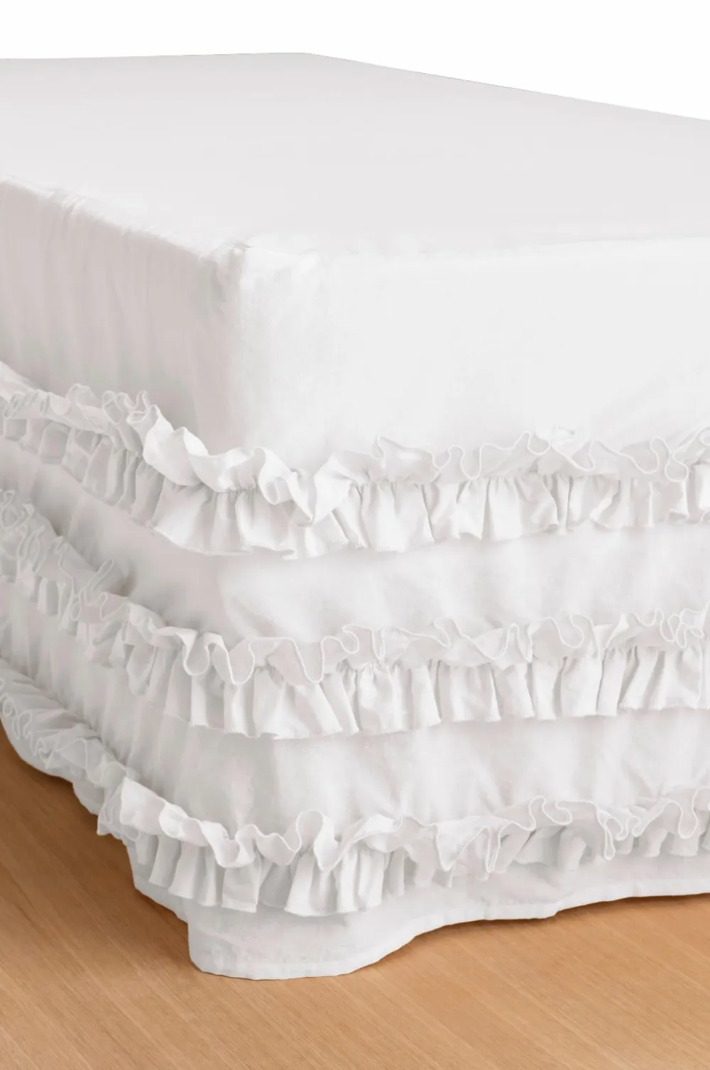 Ellos Sengekapper>Sengekappe Juliette Curve Frill i vasket bomuld 60 cm Hvid