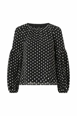 Ellos Collection Bluse med ballonærme Sort Discount