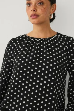 Ellos Collection Bluse med ballonærme Sort Discount