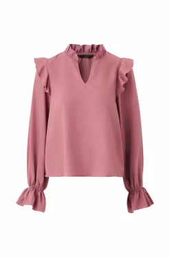 Ellos Collection Bluse med volanter rosa Hot