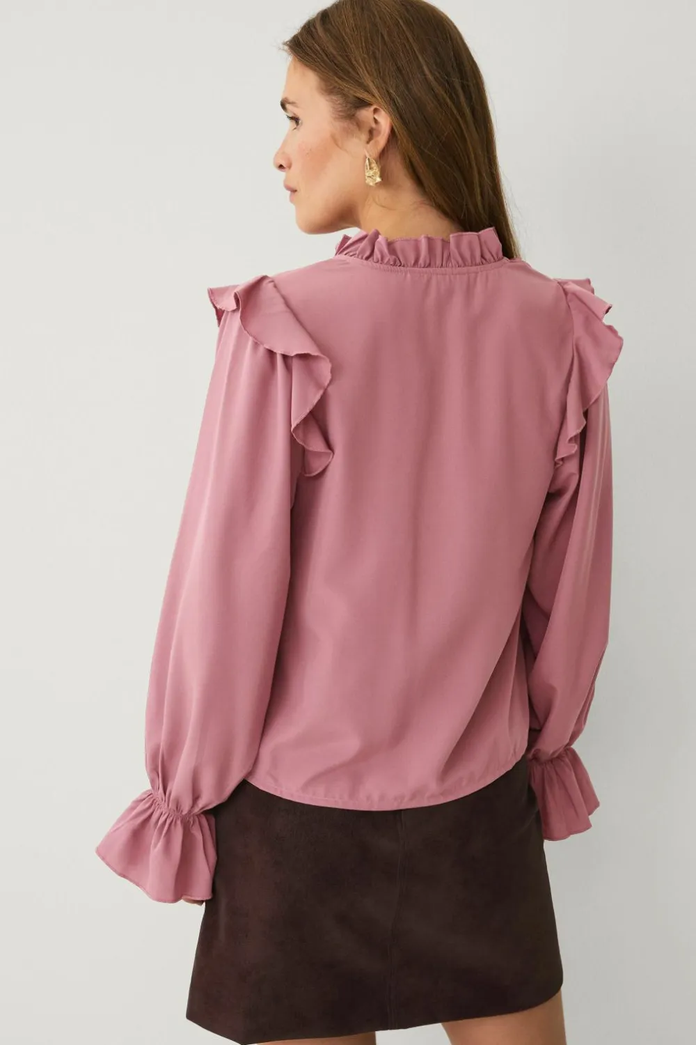 Ellos Collection Bluse med volanter rosa Hot