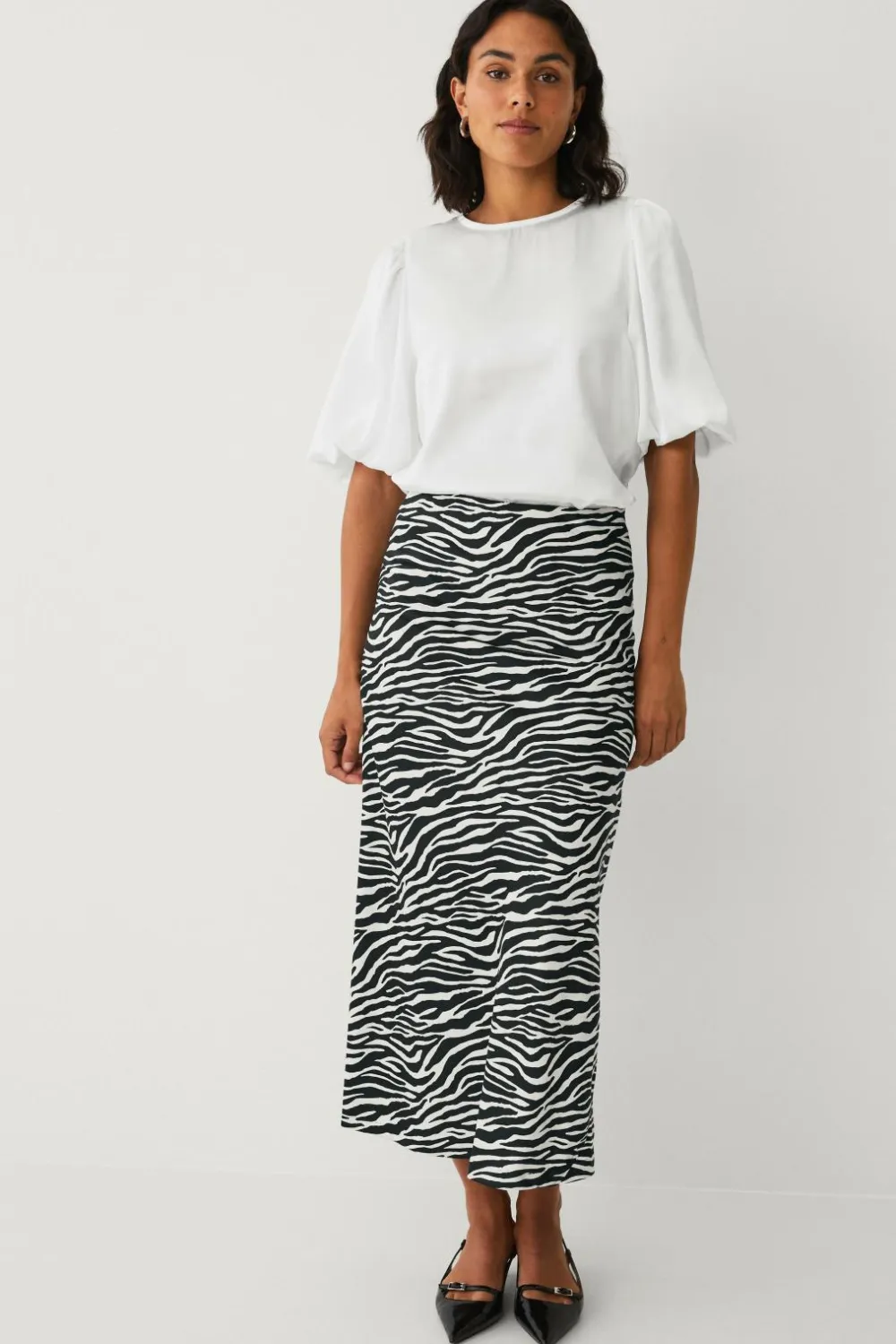 Ellos Collection Bluse i satin hvid Best