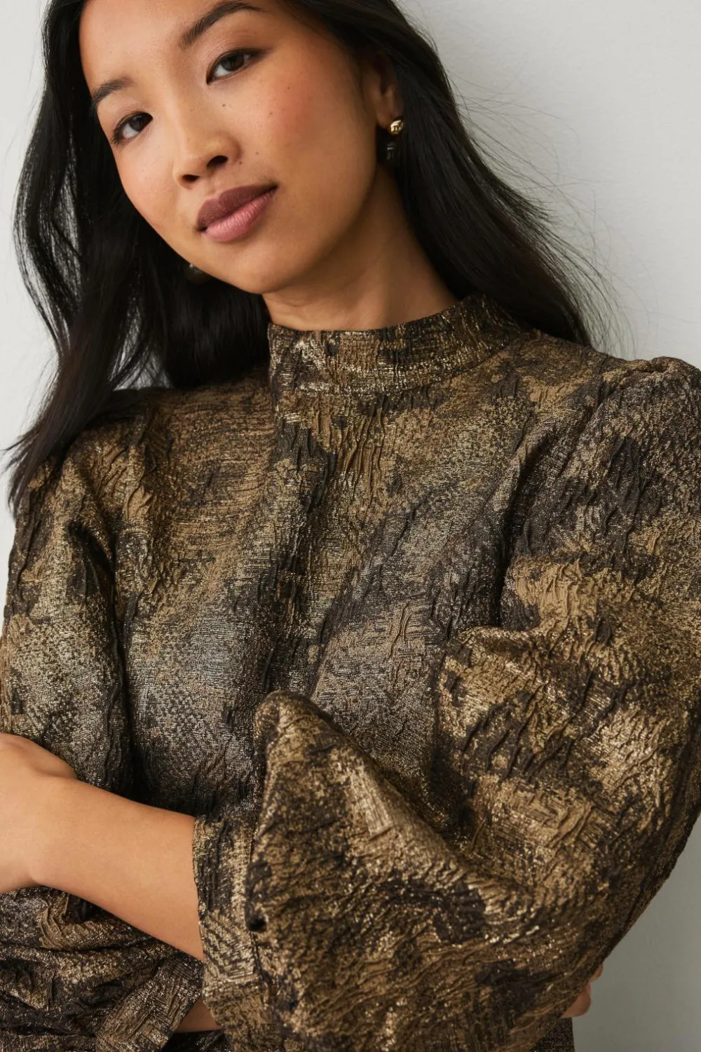 Ellos Skjorter & Bluser>Collection Bluse i Jacquard guld